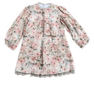 Maria Casero Dress Long Sleeve Roses Print Size 10
